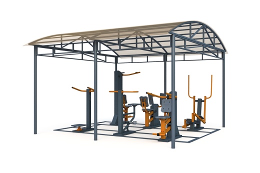 Тренажерная беседка из 6 тренажеров на раме (в составе тренажеры ТР-1.62,ТР-1.65,ТР-1.67,ТР-1.70,ТР-1.72,ТР-1.74) ТРК-1.6