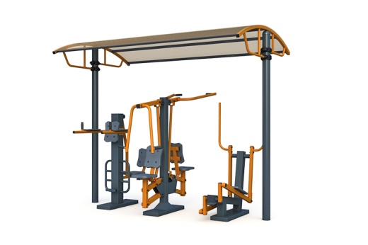 Тренажерная беседка на 3 тренажера (в составе тренажеры ТР-1.67,ТР- 2.06,2.04) ТРК-1.10